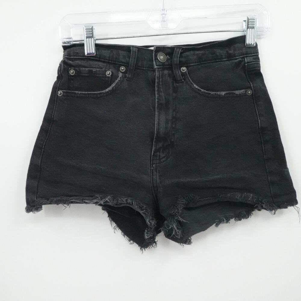 Abercrombie & Fitch Shorts Womens 25‎ Black Denim High RIse Distressed Raw Hem